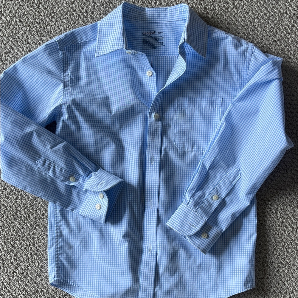 Cat & Jack Light Blue Gingham Casual Shirt